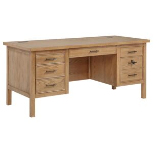 Vermes 66-inch 7-drawer Computer Desk with Power Outlet Light Ash Vermes 66-inch 7-drawer Computer Desk with Power Outlet Light Ash